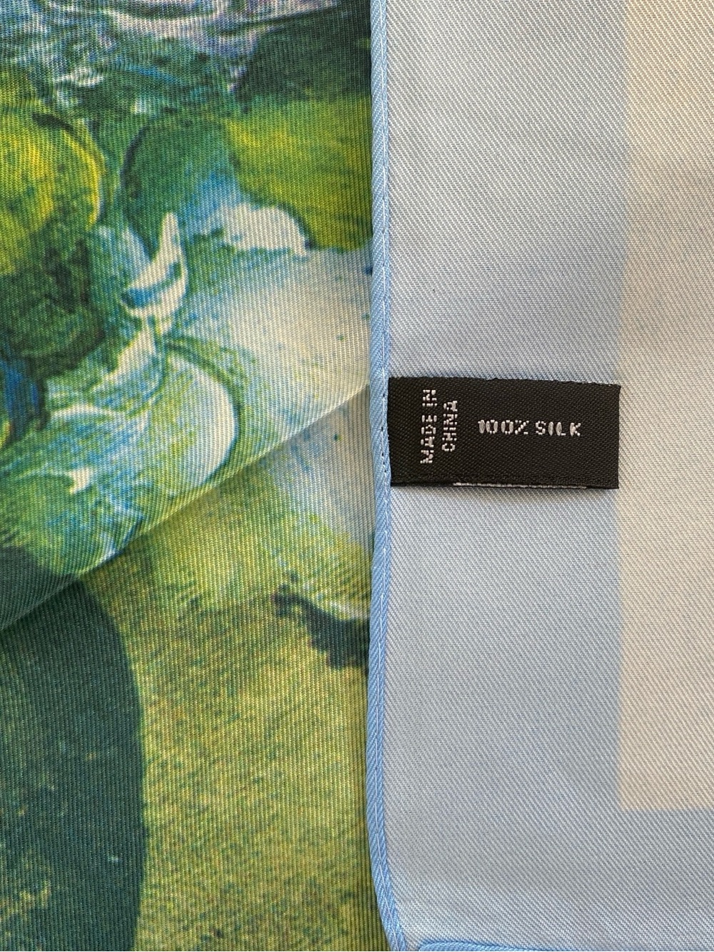 100% Silk Floral Blue & Green Wrap Scarf Top Sarong - Picture 9 of 11